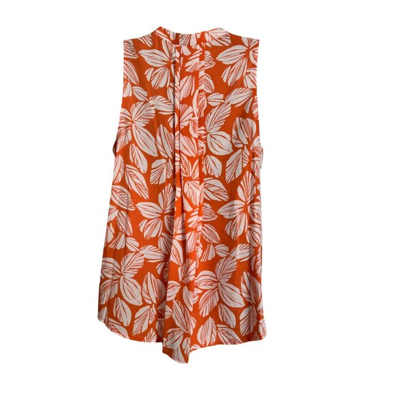 41 Hawthorne Pleated V Neck Sleeveless Blouse Size Small Orange White NWT - Picture 2 of 7